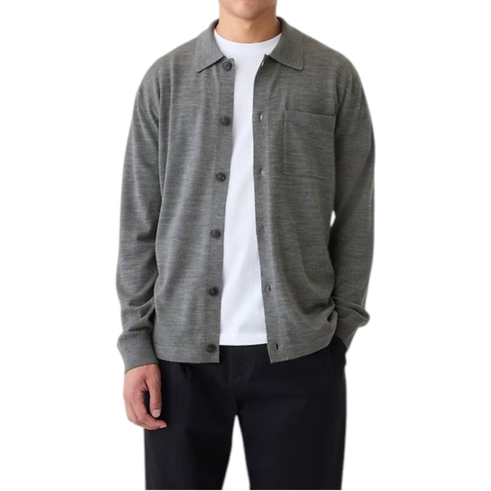 Gap Merino Sweater Shirt Mens XL Tall Wool Cardigan Preppy Teacher Grandpa NEW